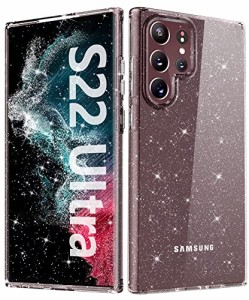 MTVOOX Galaxy S22 Ultra ケース クリア グリッター クリスタル 耐衝撃 保護 ハードケース 黄ばみ防止 スリム レディース ガ