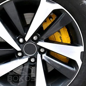 Bokos 車用 ブレーキキャリパー ステッカー ブレーキキャリパーカバー ステッカー 耐熱性 汎用 (F， ブラック)