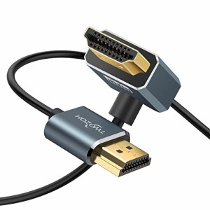 Twozoh HDMI ケーブル L型 向下 90度 オス-オス 3M、超薄型スリムHDMIコード 3D/4K@60Hz対応