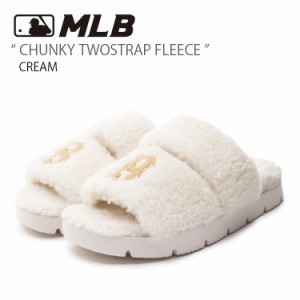 MLB エムエルビー ミュール MLB CHUNKY TWOSTRAP FLEECE CREAM フリース ボア シューズ スリッパ メンズ レディース 3ALPWSL36-43CRS