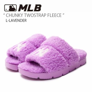 MLB エムエルビー ミュール MLB CHUNKY TWOSTRAP FLEECE L-LAVENDER フリース ボア シューズ メンズ レディース 3ALPWSL36-50LDL