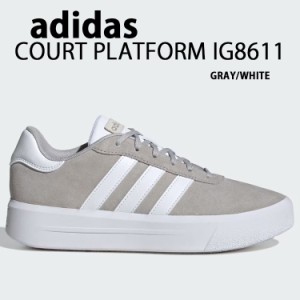 adidas アディダス スニーカー 厚底 COURT PLATFORM SUEDE IG8611 コート プラットフォーム スエード GRAY WHITE シューズ 厚底シューズ