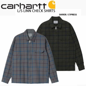 CARHARTT カーハート オーバーシャツ  L/S LINN SHIRT ロングスリーブ フロントジップアップシャツ チェック柄 ブラック グレー メンズ 