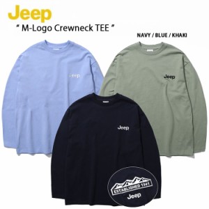 Jeep ジープ Tシャツ カットソー M-Logo Crewneck クルーネック シンプル ロングスリーブ ロゴ バックプリント バックロゴ 長袖 ネイビー