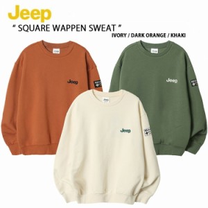 Jeep ジープ スウェット トレーナー SQUARE WAPPEN SWEAT スクエア ワッペン ルーズフィット ルーズシルエット アイボリー カーキ オレン