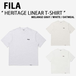 FILA フィラ Tシャツ HERITAGE LINEAR T-SHIRT FE2RSE5108X ヘリテージ リニア T-シャツ メランジグレー ホワイト オートミール  ロゴ 半