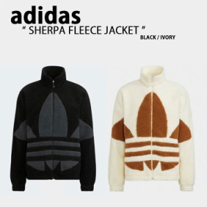 adidas originals アディダス フリースジャケット SHERPA FLEECE JACKET フリース ボアフリース BLACK IVORY ビッグロゴ オーバーフィッ