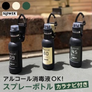 スプレーボトル アルコール対応 ホルダー 携帯 カラビナ ストラップ付 黒 ブラック おしゃれ 50ml 持ち歩き かっこいい　霧吹き 通学 ラ