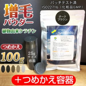 増毛パウダー ヘアリドゥ ダークブラウン100g +詰め替え容器 薄毛ヘアパウダー ふりかけ 増毛粉 ヘアファンデーション ヘアカラー はげ隠