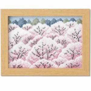 オリムパス クロスステッチ刺しゅうキット１２ヶ月の小さな花風景シリーズ　4月　桜山景色　オリムパス