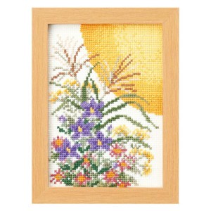 オリムパス クロスステッチ刺しゅうキット１２ヶ月の小さな花風景シリーズ 9月　お月見の花飾り　オリムパス