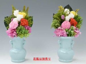 【送料無料】プリザーブドフラワー製 お仏壇向け飾り花（桃緋）一対（2個セット） H19-573-2
