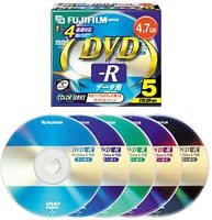 FUJIFILM DDR47C×5M4× DVD-R for Data カラーシリーズ 5枚パック(中古品)