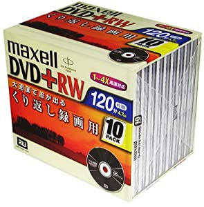 maxell DVD+RW 録画用 120分 2-4倍速 10枚パック D+RW120.1P10S(中古品)