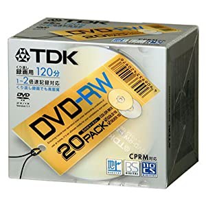 TDK 録画用DVD-RW 20枚 5mmケース 1-2倍速 ゴールド/シルバーディスク各10枚 [DVD-RW120GSX20U](中古品)