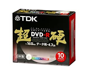 TDK データ用DVD-R 超硬 16倍速 ホワイトワイドプリンタブル 10枚パック DR47HCPW10T(中古品)