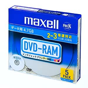 maxell データ用 DVD-RAM 4.7GB 2-3倍速対応 インクジェットプリンタ対応ホワイト 5枚 5mmケース入 DRM47PWB.S1P5S A(中古品)