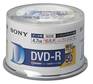 SONY DVD-R データ用 4.7GB 16倍速 50枚スピンドルケース ホワイトプリンタブル 50DMR47HPHG(中古品)