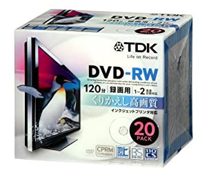 TDK 録画用DVD-RW デジタル放送録画対応(CPRM) インクジェットプリンタ対応 1-2倍速 5mmスリムケース 20枚パック DRW120DPA20U( 