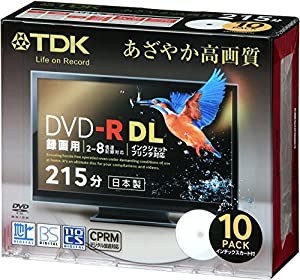 TDK 録画用DVD-R DL(215分) デジタル放送録画対応(CPRM) ホワイトワイドプリンタブル 2-8倍速 日本製 5mmスリムケース 10枚パッ 