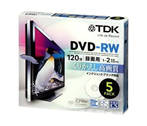 TDK 録画用DVD-RW デジタル放送録画対応(CPRM) インクジェットプリンタ対応 1-2倍速 5mmスリムケース 5枚パック DRW120DPA5U(中 