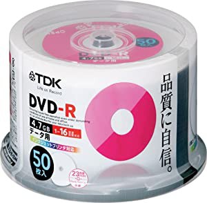 TDK データ用 DVD-R 1-16倍速対応 ホワイトワイドプリンタブル 50枚 スピンドル DR47PWC50PU(中古品)