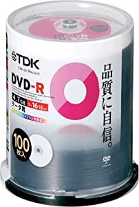 TDK データ用 DVD-R 1-16倍速対応 ホワイトプリンタブル(内径38mm) 100枚 スピンドル DR47PC100PU(中古品)