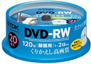 TDK 録画用DVD-RW CPRM対応 1-2倍速対応 5色カラーミックス 20枚スピンドル DRW120DMA20PU(中古品)