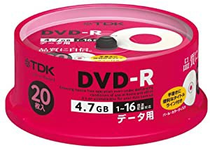 TDK データ用DVD-R 4.7GB 16倍速対応 パールカラーディスク(タイトルライン付き) 20枚 スピンドル DR47ALC20PU(中古品)