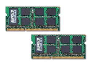 BUFFALO ノートPC用増設メモリ PC3-10600(DDR3-1333) 4GB×2枚組 D3N1333-4GX2/E(中古品)