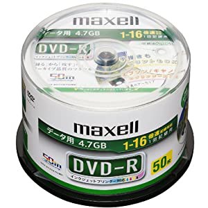 maxell データ用 DVD-R 16倍速対応 プリンタブル ホワイト 50枚入 DR47PTWD.50SP(中古品)