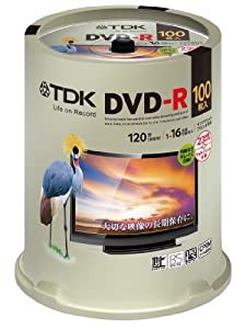 TDK 録画用DVD-R デジタル放送録画対応(CPRM) 1-16倍速 インクジェットプリンタ対応(ホワイト・ワイド) 100枚スピンドル DR120DP