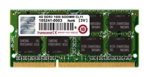 Transcend ノートPC用メモリ PC3-12800 DDR3 1600 4GB 1.5V 204pin SO-DIMM TS512MSK64V6N(中古品)
