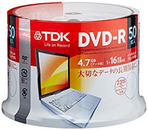 【Amazon.co.jp限定】TDK データ用DVD-R 4.7GB 1-16倍速対応 手描きもできるホワイトワイドプリンタブル 50枚スピンドル ATDR-47