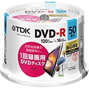 TDK 【ビックカメラグループオリジナル】録画用DVD-R 1-16倍速 50枚 CPRM対応【インクジェットプリンタ対応】DR120DPWC50PB-BC( 