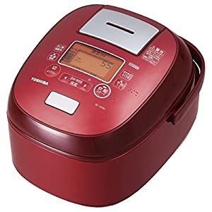 東芝 真空IHジャー炊飯器（5.5合炊き）　グランレッドTOSHIBA　真空かまど炊き（真空IH保温釜） RC-10VRJ-R(中古品)