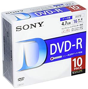 ソニー データ用DVD-R 16倍速 5mmケース 10枚パック 10DMR47LLPS(中古品)