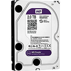 Western Digital WD パープル ハードディスク 3.5インチ 2TB SATA3 6Gb/s IntelliPower 5400RPM 64MB HDD 監視 WD20PURX(中古品)