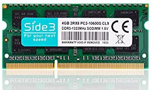 Side3 ノートPC用メモリ PC3-10600(DDR3-1333) サムスンメモリ搭載 (4GB x 1)(中古品)