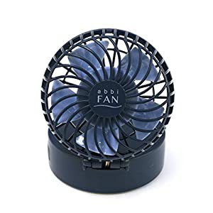 abbi Fan Mirror ハンズフリーポータブル扇風機ミラー付き ネイビー コンパクト 携帯扇風機 アビィファン ミラー 折り畳み式 USB