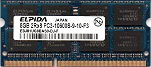 ELPIDA エルピーダメモリ PC3-10600S (DDR3-1333) 8GB SO-DIMM 204pin ノートパソコン用メモリ 型番：EBJ81UG8BAS0-DJ-F 両面実 