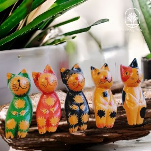 10002654　アジアン雑貨　 木彫り アニマル　 ねこ 　バリネコ　猫　バリ木彫り　アニマル置物　アジアン