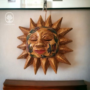10002744　太陽　壁掛け　バリ雑貨　ソル　サン　アジアン雑貨　太陽の木彫り　エスニック　アジアンインテリア