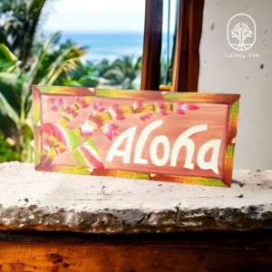 10001314   アロハ　ハワイアン　壁掛け　アートパネル　バリ雑貨　木製プレート　アジアンインテリア