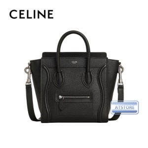 「数量限定」CELINE セリーヌ celineラゲージ ナノ / ドラムドカーフスキン  レディース  ブラック 送料無料  ファッション