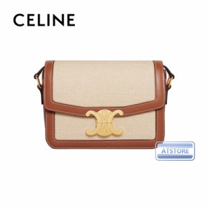 CELINE セリーヌ celine ティーン トリオンフ バッグ / テキスタイル＆カーフスキン  ナチュラル / タン ブランド レディース バッグ