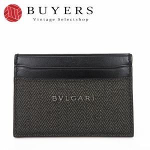 中古  BVLGARI ブルガリ ウィークエンド 32584 カードケース グレー ブラック 黒 PVC レザー メンズ 男性 Card Case mens Weekend