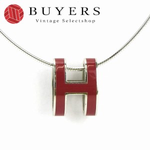 中古   エルメス ネックレス ポップアッシュ ポップH シルバー925 ボルドー ペンダント アクセサリー 小物 HERMES necklace Accessories 