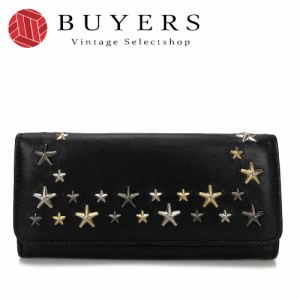 中古  JIMMY CHOO ジミーチュウ 00715 二つ折り長財布 レザー 革 ブラック スタッズ 星 スター NINO LTU METALLIC MIX  Long wallet leat