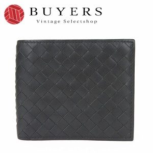 中古  BOTTEGA VENETA ボッテガヴェネタ イントレチャート 二つ折り札入 財布 ガンメタ系 編み込み 小物 ユニセックス メンズ 男性 Intre